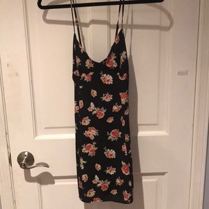 Black, floral mini dress